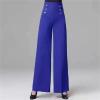 NineFit Basics Spring Autumn Womens High Waist Wide Leg Pants Solid Color Button Decoratio Loose Office Lady Fashion Casual Trousers, Medium, White Shuangpaikou view 3