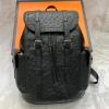 Authentic Real True Ostrich Skin Men Large Casual Black Drawstring Backpack Genuine Exotic Leather Male Leisure Travel Bag Pack view 2