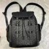 Authentic Real True Ostrich Skin Men Large Casual Black Drawstring Backpack Genuine Exotic Leather Male Leisure Travel Bag Pack view 3