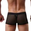 Yuecarcar Mens Sexy Boxer Briefs Breathable Hot Mesh Underwear Men's Sexy Underwear Soft Stretch Trunks Comfort (US, Alpha, 3X-Large, Regular, Short, Black) view 2