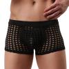 Yuecarcar Mens Sexy Boxer Briefs Breathable Hot Mesh Underwear Men's Sexy Underwear Soft Stretch Trunks Comfort (US, Alpha, 3X-Large, Regular, Short, Black) view 4