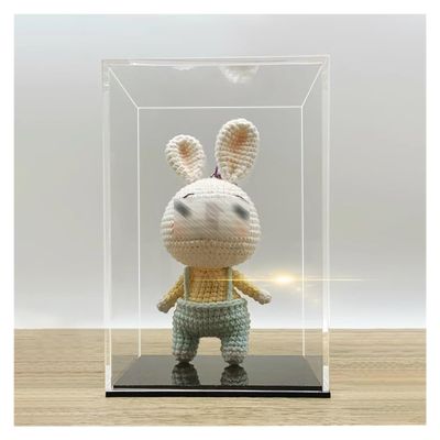 Acrylic Dustproof Clear Display Case for Doll Figure, Alternative Glass Case Plastic Display Boxes for Collectibles, High Transparency Storage Box Cube Organizer Stand Riser ( Color : Black base , Siz