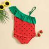 NineFit Basics Baby Girls Swimsuit Summer Toddler Girls Ruffles Cartoon Watermelon Prints Beach Swimsuit Bikini 1 (Red, 4-5 Years) view 2