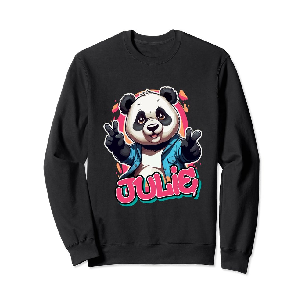 JULIE - Beautiful girl name with adorable Panda Sweatshirt
