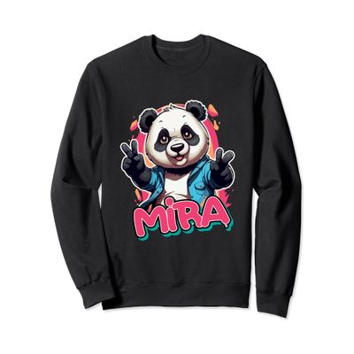 MIRA - Beautiful girl name with adorable Panda Sweatshirt