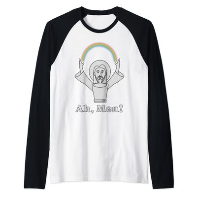 Funny Gay LGBT Jesus Rainbow Raglan Baseball Tee