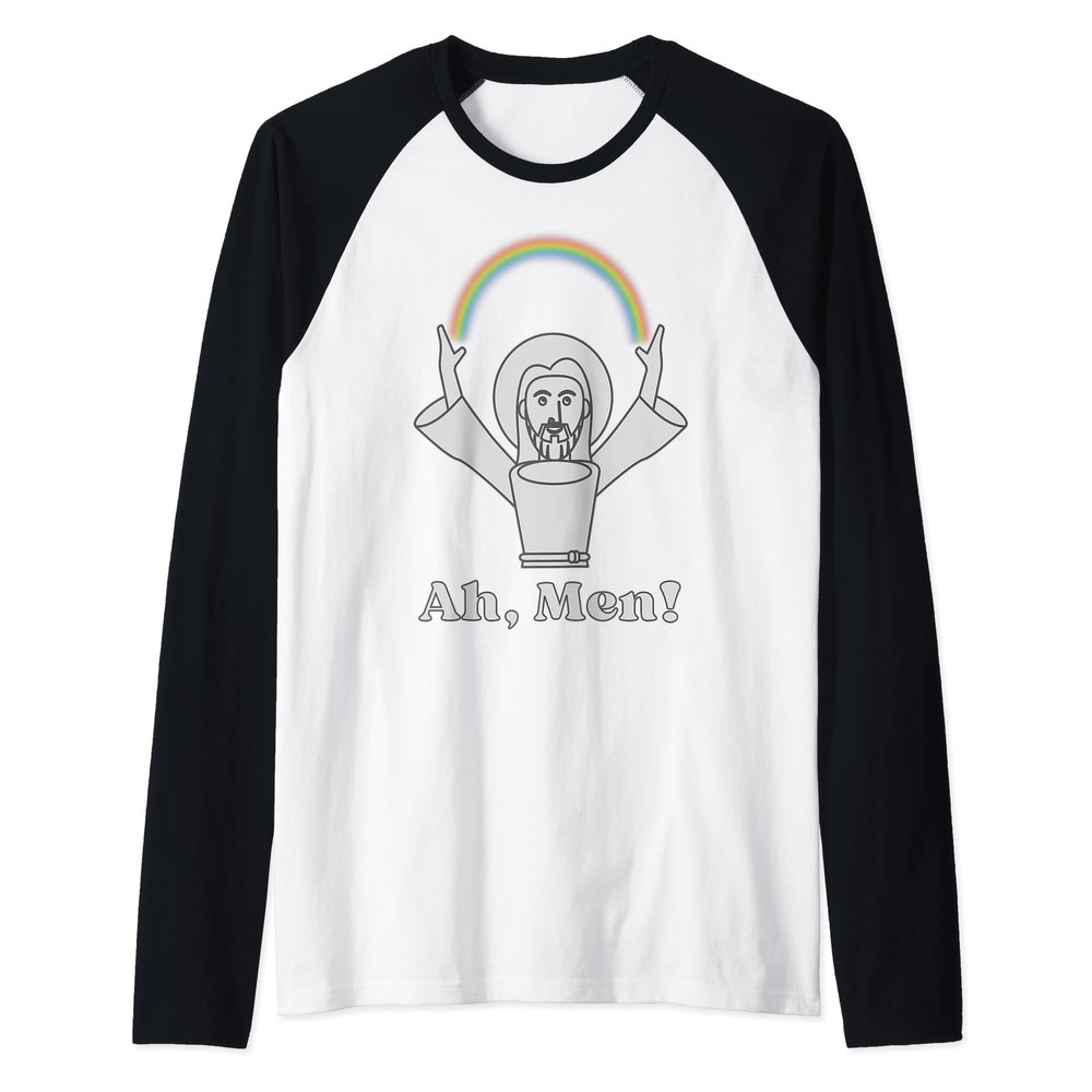 Funny Gay LGBT Jesus Rainbow Raglan Baseball Tee