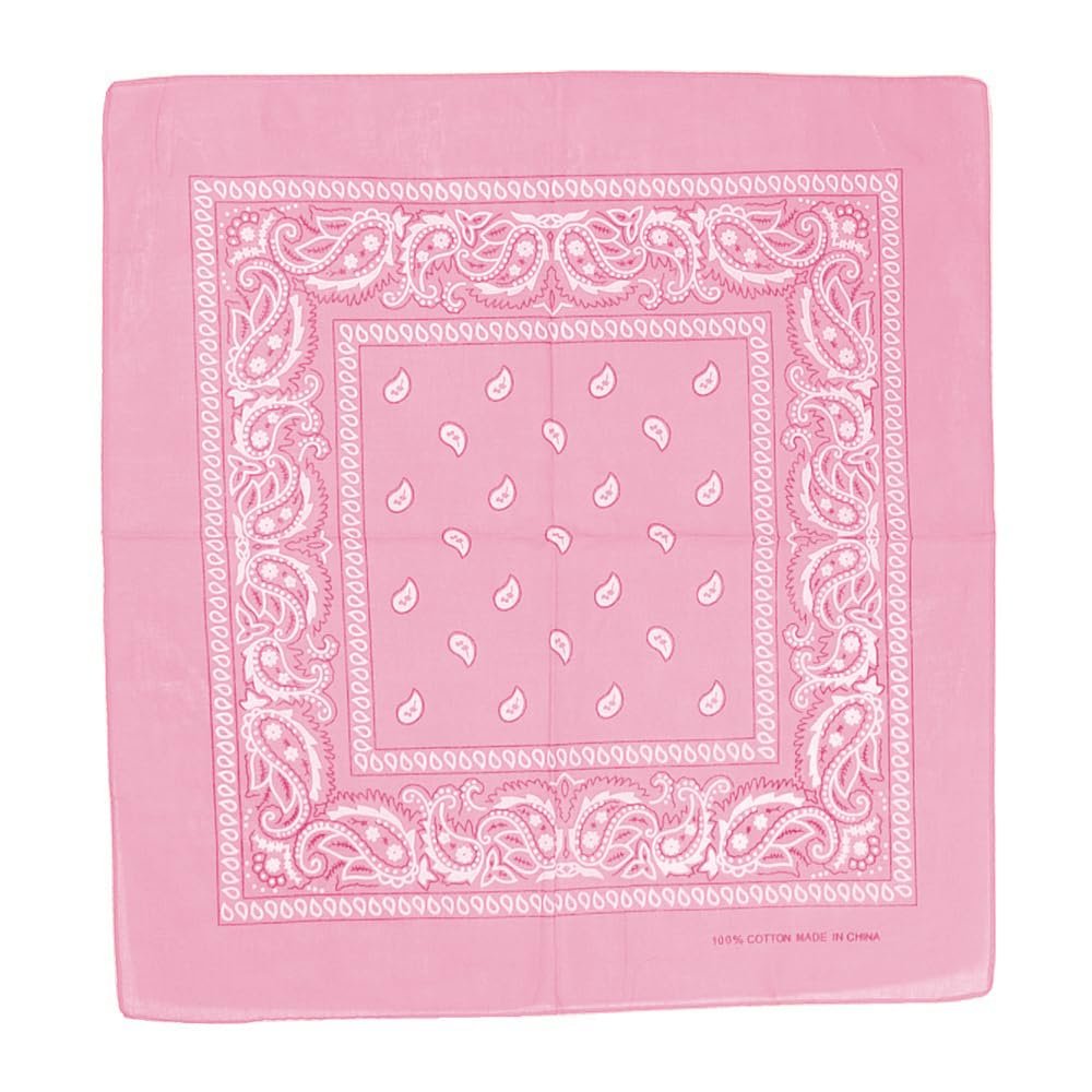Glory Max 12Pcs Bandanas 100% Cotton Double Sided Paisley Print Head Wrap Scarf Wristband Headband (Pink)