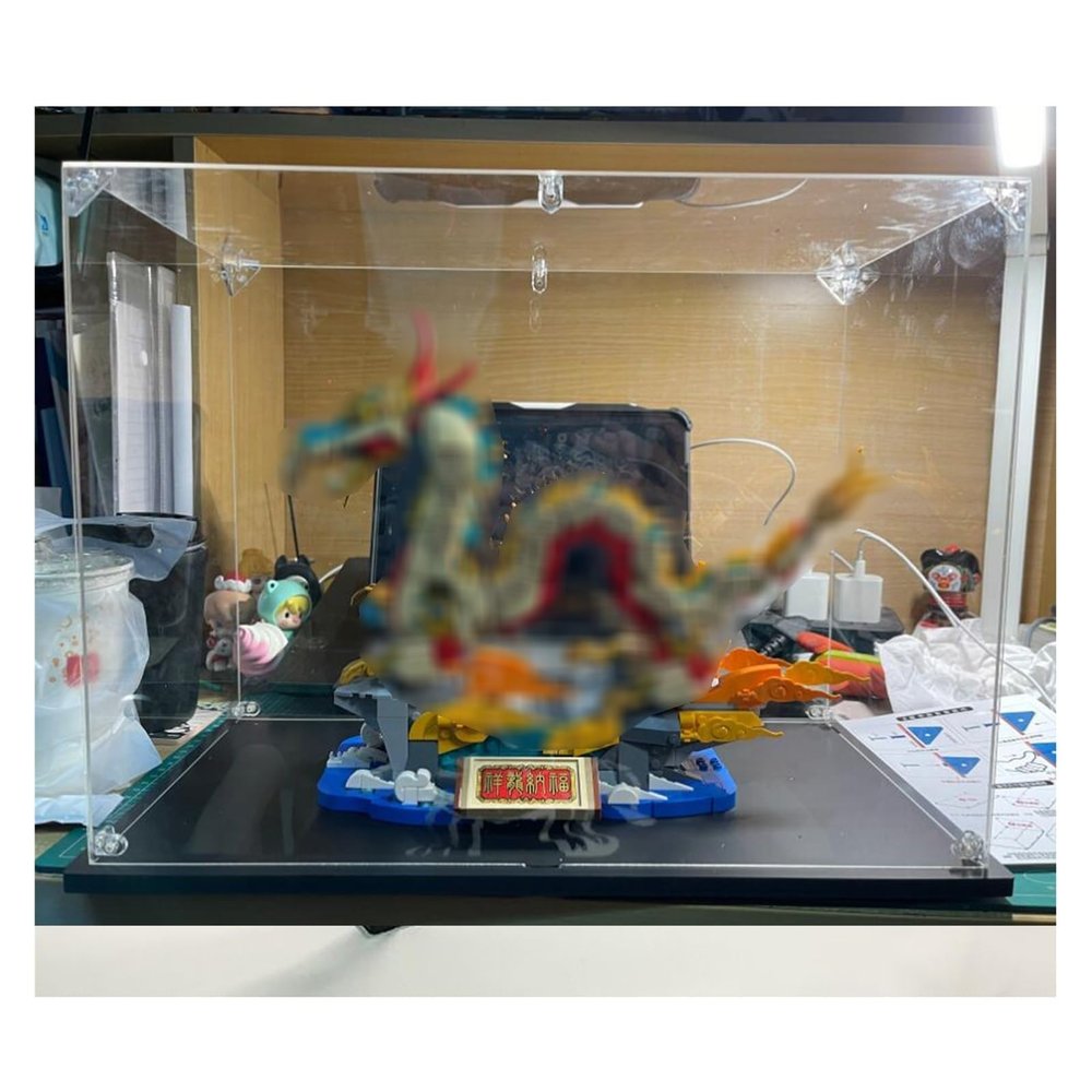 JLXJYS Toys Boots Transparentes Display Cases, Very Large Acrylic Display Case Dustproof Box Perspex Clear, Alternative Glass Case Showcase (Color : Black Base, Size : 55x55x55cm/22x22x22in)