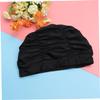BIUDECO 1pc Women Pleated Swim Cap Hair Swimming Hat for Ear Black Lightweight Design for Hair Ear Safety While Swimming view 3