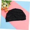 BIUDECO 1pc Women Pleated Swim Cap Hair Swimming Hat for Ear Black Lightweight Design for Hair Ear Safety While Swimming view 4