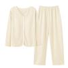 Generic Pajamas for Women Soft Sleepwear Set Long Sleeve Comfy Pjs Top Loose Pajamas Long Pants Loungewear 2 Piece Lounge Sets, Large, A02_beige view 1