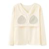 Generic Pajamas for Women Soft Sleepwear Set Long Sleeve Comfy Pjs Top Loose Pajamas Long Pants Loungewear 2 Piece Lounge Sets, Large, A02_beige view 2