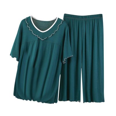 Women's 2 Piece Pajama Sets Sleepwear Short Sleeve V Neck Tops and Long Pants soft Loungewear Sets Pajama Lounge Sets