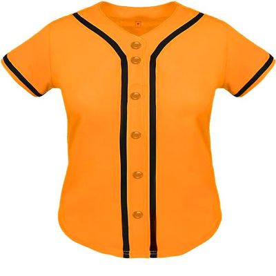 SPTEHW Womens Baseball Jersey Blank Button Down Softball Jersey Hip Hop Hipster Short Sleeve Sports Uniform (XL, Yellow)