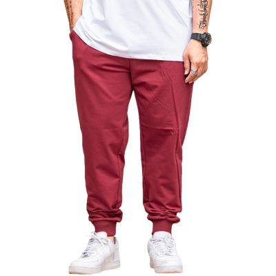 ANUFER Mens Loose Fit Cotton Tapered Sweatpants Plain Casual Trousers Red 5XL