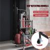 ToeWoe Yoga Mat Storage Rack with 4 Wheels and 6 Hooks 3-Tiers Removable Weight Holder with Side Basket Home Gym Equipment Organizer for Dumbbells Kettlebells Balls Etc (Color : White) view 3