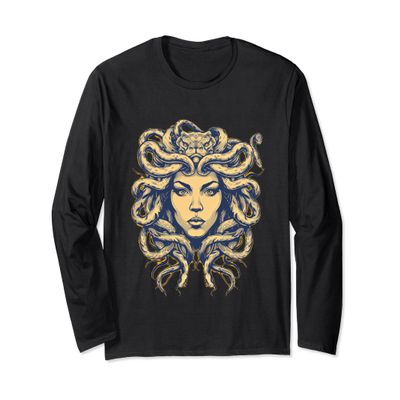 ancient greek mythology medusahead with snake hair yellow Long Sleeve T-Shirt