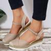 Orthopedic Sandals for Women,Espadrilles Sandals for Women Open Toe Ankle Strap Wedge Heels Sandals Dressy Summer Comfortable Platform Sandals Casual Walking Shoes Outdoor Slip on Beach Sandals view 4