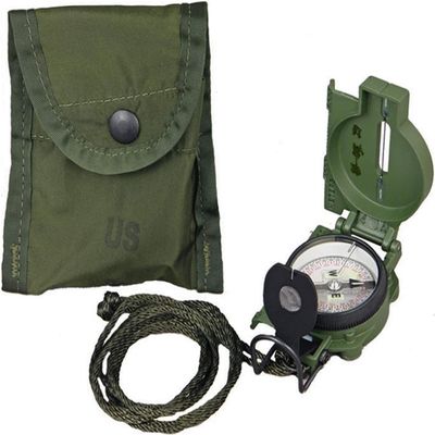 El Clasico Crafts Set of 5 US Military Phosphorescent Lensatic Compass, Olive Drab Accurate Waterproof Hand Held Compasses with Pouch for Hiking Camping Navigation Survival Backpacking Orienteering