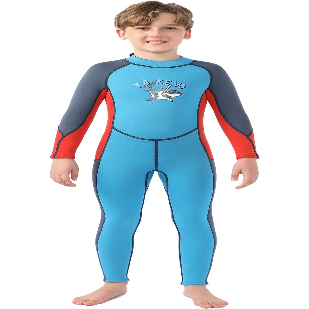 2 Pcs Boys Girls 2.5mm Long Sleeve Wetsuit Top Jacket with Neoprene Wetsuit Pant Set for Surfing Dive Snorkeling Water Sports