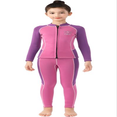 2 Pcs Boys Girls 2.5mm Long Sleeve Wetsuit Top Jacket with Neoprene Wetsuit Pant Set for Surfing Dive Snorkeling Water Sports