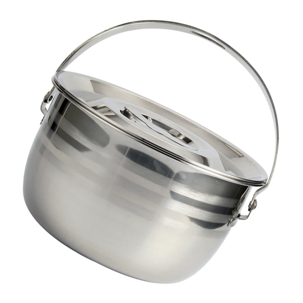HAKIDZEL 1pc High Capacity Non-stick Camping Stew Pot Stainless Steel Cookware for Outdoor Cooking and Home Use for Soups and Stews