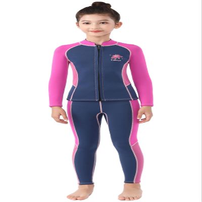 2 Pcs Boys Girls 2.5mm Long Sleeve Wetsuit Top Jacket with Neoprene Wetsuit Pant Set for Surfing Dive Snorkeling Water Sports