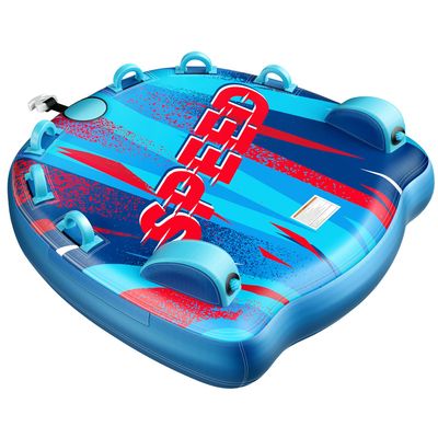 Sunrio 2025 Upgrade Towable Tubes for Boating 1-3 Riders Inflatable Water Sport Towable Tube for Boat Heavy Duty Nylon Cover with Zipper Bolster Fins Safety Air Valve Padded Handle