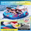 Sunrio 2025 Upgrade Towable Tubes for Boating 1-3 Riders Inflatable Water Sport Towable Tube for Boat Heavy Duty Nylon Cover with Zipper Bolster Fins Safety Air Valve Padded Handle view 3