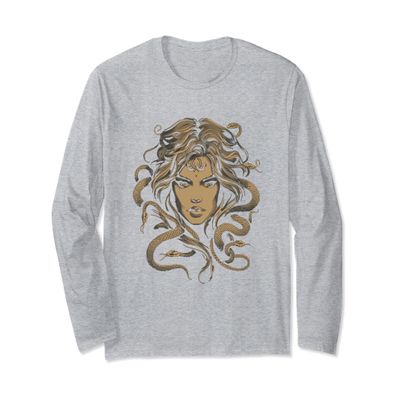 ancient greek mythology medusahead with snake hair yellow Long Sleeve T-Shirt