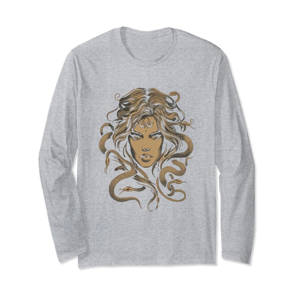ancient greek mythology medusahead with snake hair yellow Long Sleeve T-Shirt