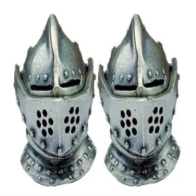 Seeby 2pcs Can be opened Medieval Armor Warrior Helmet Brass Knife Pendants Vintage Umbrella Rope Beads EDC Outdoor Flashlight DIY Paracord Lanyard Bracelet Accessories (p7)