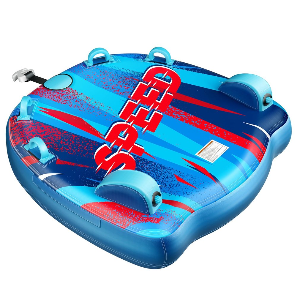 Sunrio 2025 Upgrade Towable Tubes for Boating 1-2 Riders Inflatable Water Sport Towable Tube for Boat Heavy Duty Nylon Cover with Zipper Bolster Fins Safety Air Valve Padded Handle