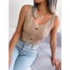 CROSTRITON Women's V Neck Tank Tops Sleeveless Rib Knit Shirts Summer Casual Sexy Sweater Vest Khaki view 2