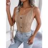CROSTRITON Women's V Neck Tank Tops Sleeveless Rib Knit Shirts Summer Casual Sexy Sweater Vest Khaki view 3