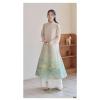 JIMINISO Elegant Tang Suit Women Chinese Style Landscape Printed Long Sleeves Zen Tea Clothes Dress Pants Kungfu Taichi Uniform, X-Large view 4
