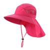 Home Prefer UPF50 Wide Brim Kids Sun Hat Neck Flap Girls Sun Protection Beach Hat Hot Pink Large view 1