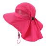 Home Prefer UPF50 Wide Brim Kids Sun Hat Neck Flap Girls Sun Protection Beach Hat Hot Pink Large view 2
