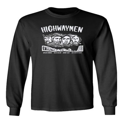 The Highwaymen Outlaw Country Music Band Vintage Gift Long Sleeve T-Shirt (Black, X-Large)