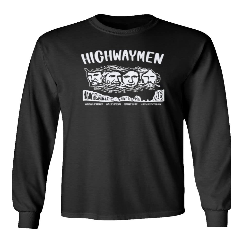 The Highwaymen Outlaw Country Music Band Vintage Gift Long Sleeve T-Shirt (Black, X-Large)