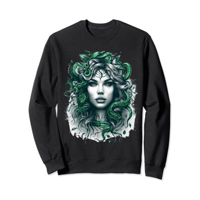 ancient greek mythology medusahead with snake hair green Sweatshirt
