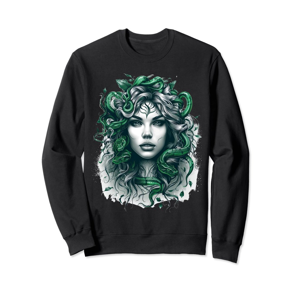 ancient greek mythology medusahead with snake hair green Sweatshirt