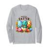 Cute Dino Easter Hatch Happy Easter Eggs Floral Blooms Long Sleeve T-Shirt view 1