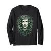 ancient greek mythology medusahead with snake hair green Long Sleeve T-Shirt view 1
