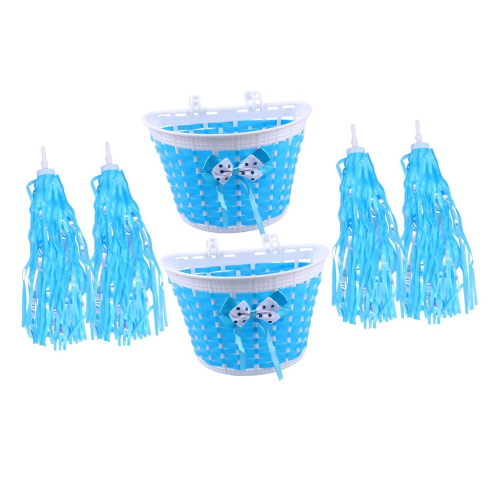 Gogogmee 4pcs Bike Streamers and Bicycle Basket Decorative Accessories for Boy Girl for Durable and Fun for Decorating Bicycles and Scooters Blue