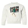 RIVEBELLA Tatum Boston Basketball Star Sports Fans Youth Crewneck Sweatshirt (White, Youth Medium) view 1
