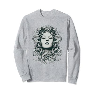 ancient greek mythology medusahead with snake hair green Sweatshirt