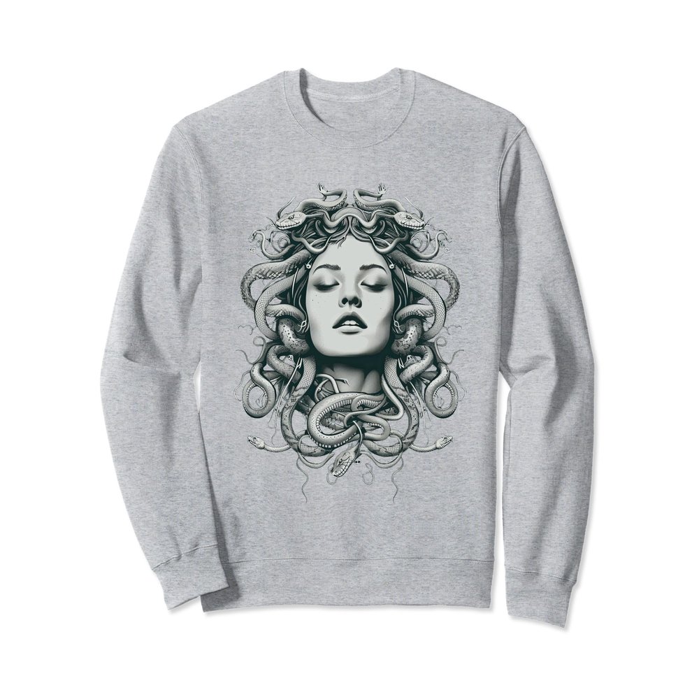 ancient greek mythology medusahead with snake hair green Sweatshirt