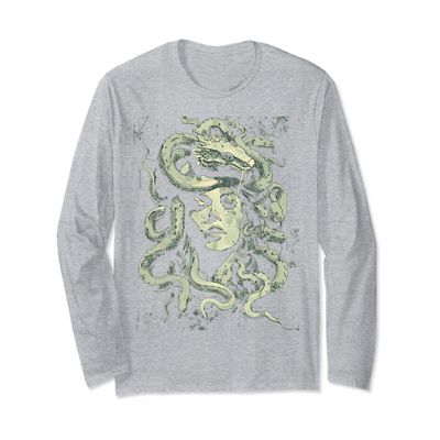 ancient greek mythology medusahead with snake hair green Long Sleeve T-Shirt